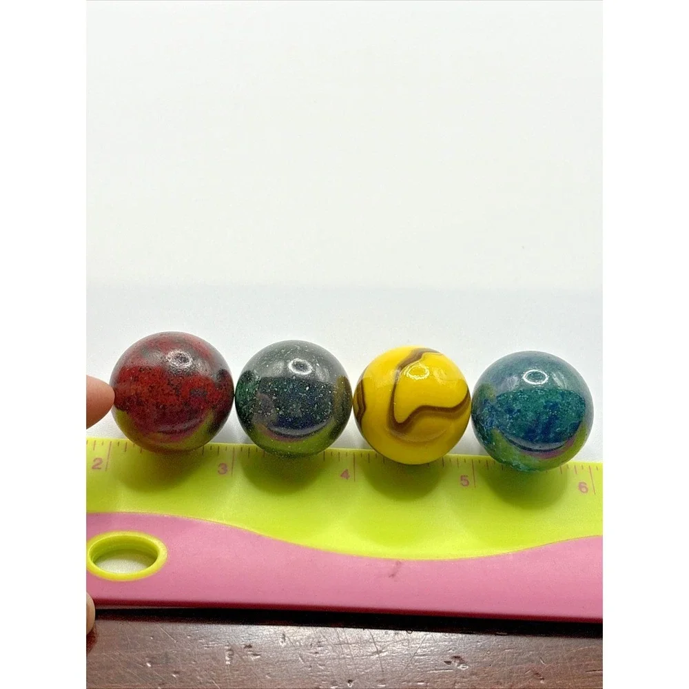 4‎ Vintage Swirl Shooter Marbles Bumblebee Red Blue 1